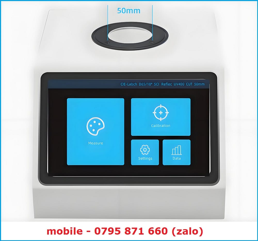 Màn hình máy so màu quang phổ DS-807 hiển thị kết quả CIE Lab