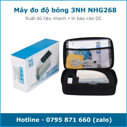 Máy đo độ bóng 3NH NHG268, đo 3 góc 20/60/85, dải 0–2000 GU