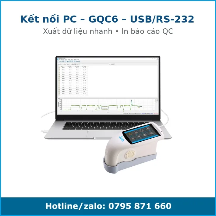 Máy đo độ bóng NHG268 kết nối PC, phần mềm GQC6, cổng USB/RS-232