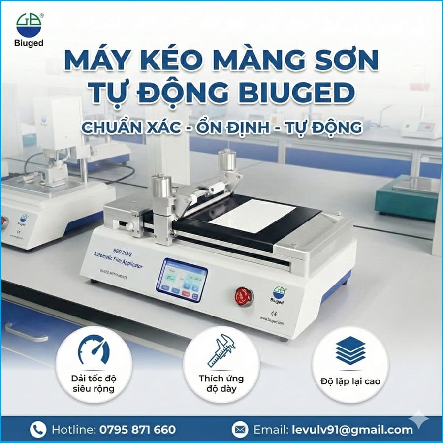 Vận hành thiết bị thí nghiệm Biuged để kiểm tra mẫu vật liệu phủ