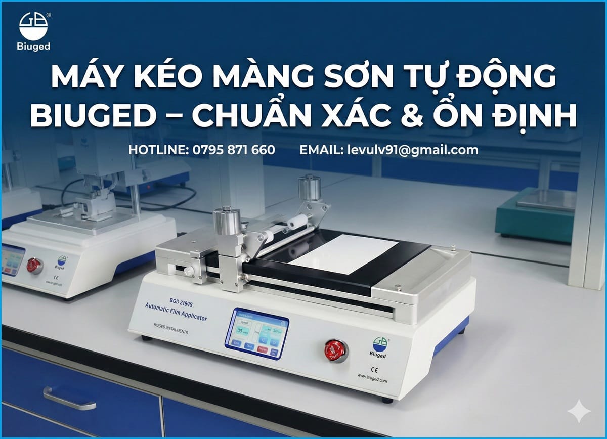 Máy kéo màng sơn tự động Biuged BGD 218/S trong phòng thí nghiệm, làm nổi bật tính chuẩn xác, ổn định và các tính năng chính