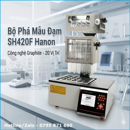 Bộ phá mẫu đạm SH420F Hanon 20 vị trí công nghệ Block Graphite trong phòng thí nghiệm.
