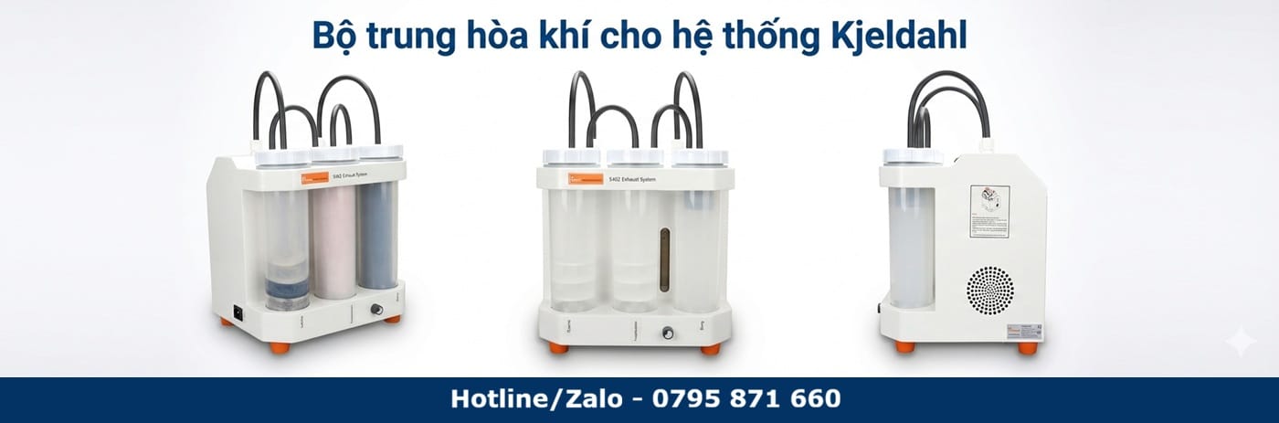 Cận cảnh thiết kế bộ trung hòa khí độc Hanon S402 với 3 bình lọc chuyên dụng và bơm chân không chống ăn mòn.