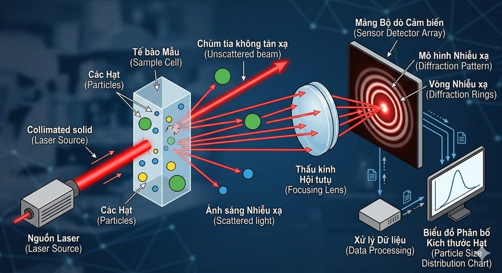 Nguyên lý hoạt động dựa trên công nghệ nhiễu xạ laser